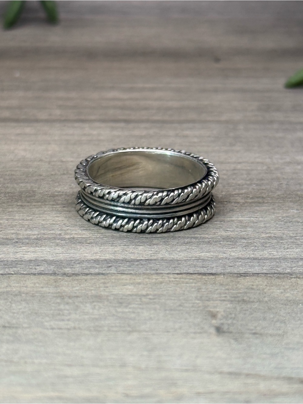 Braided Edge Stackable Ring in Silver
